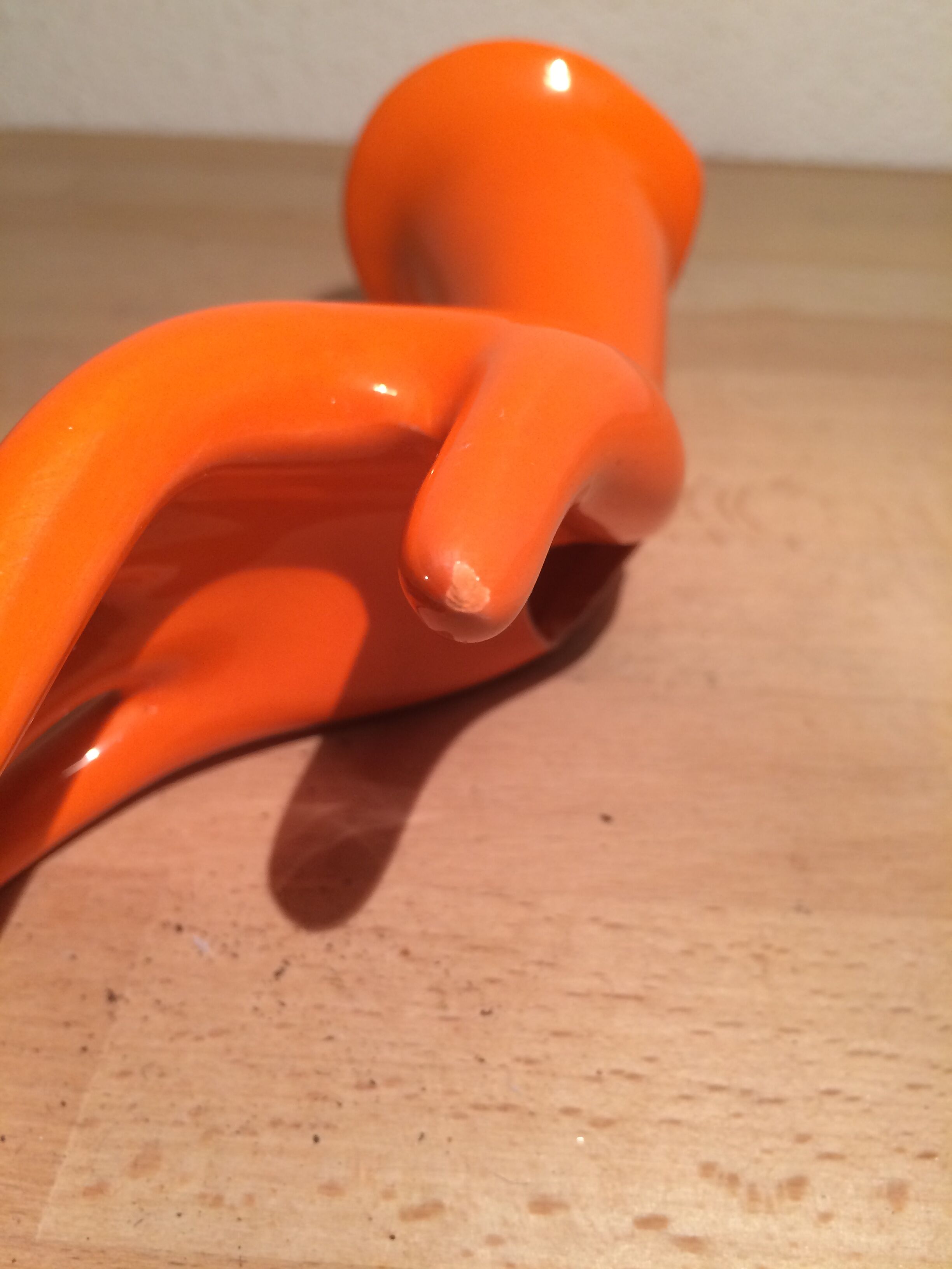 Hand baguier soliflore ceramic orange