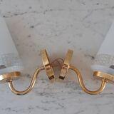 Pair of glass and gilded metal sconces 50s