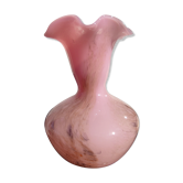 Vintage vase in pink opaline blown glass