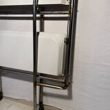 Vintage folding trolley in chromed metal and enamelled trays