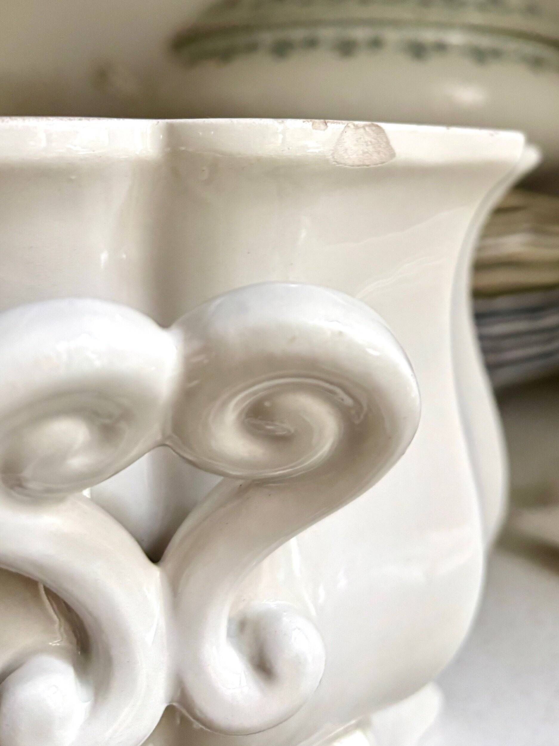 Centerpiece, white earthenware soup tureen