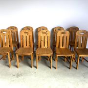 Set of 10 pine wood dining chairs by Effezeta Italy, 1970s