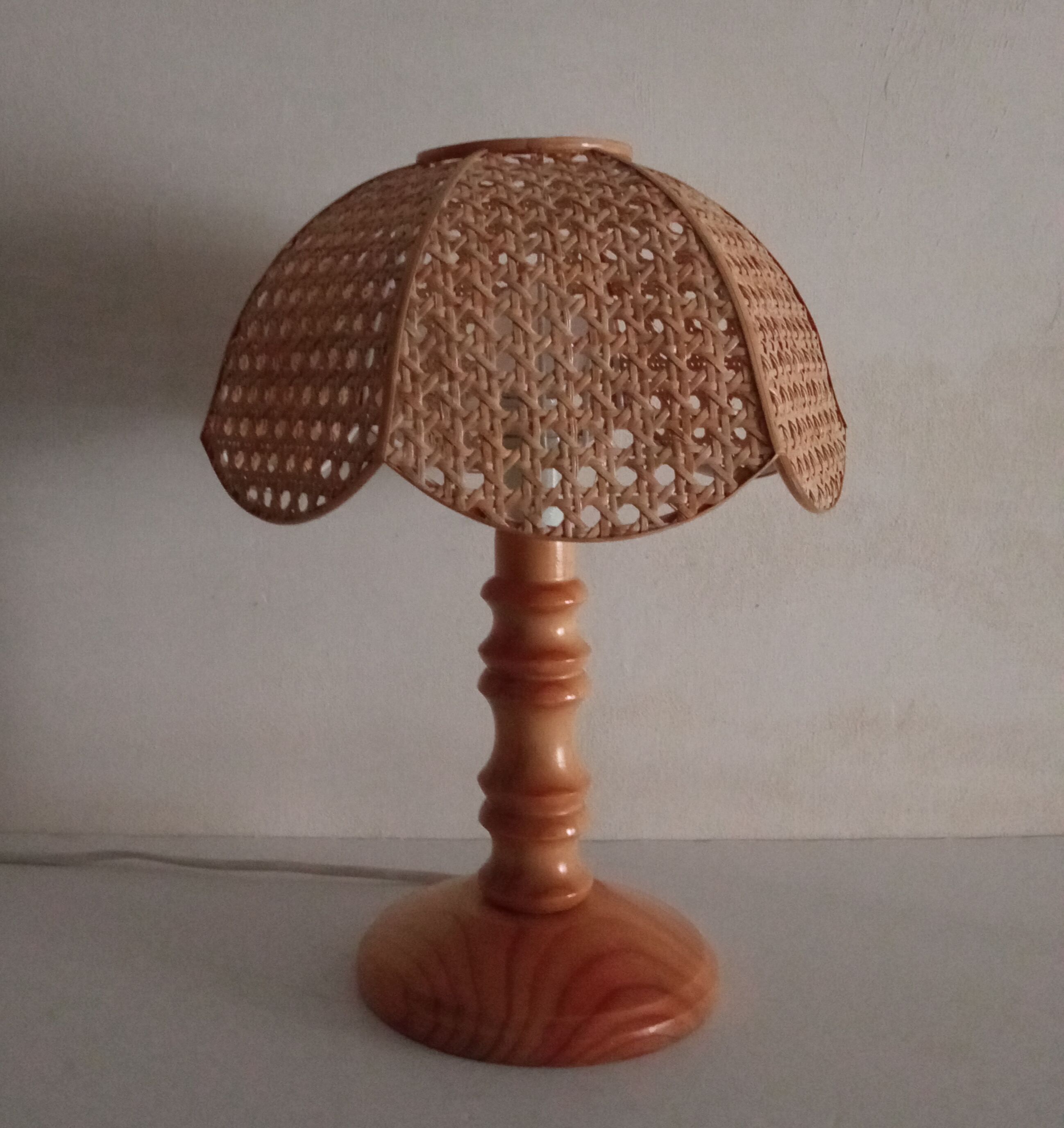 Wooden bedside lamp and cannage