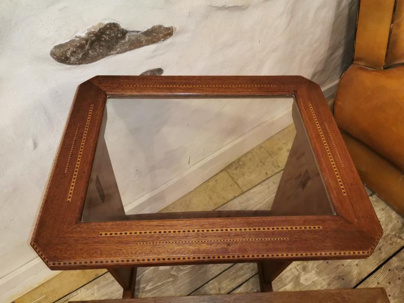 Series of 3 tables gignogne art deco marquetry