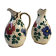 Paire de vases pichets avec bec verseur anse déco fleur numéroté