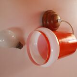 Luminaire suspension opaline vintage 70s orange and white impeccable condition.