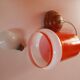 Luminaire suspension opaline vintage 70s orange and white impeccable condition.