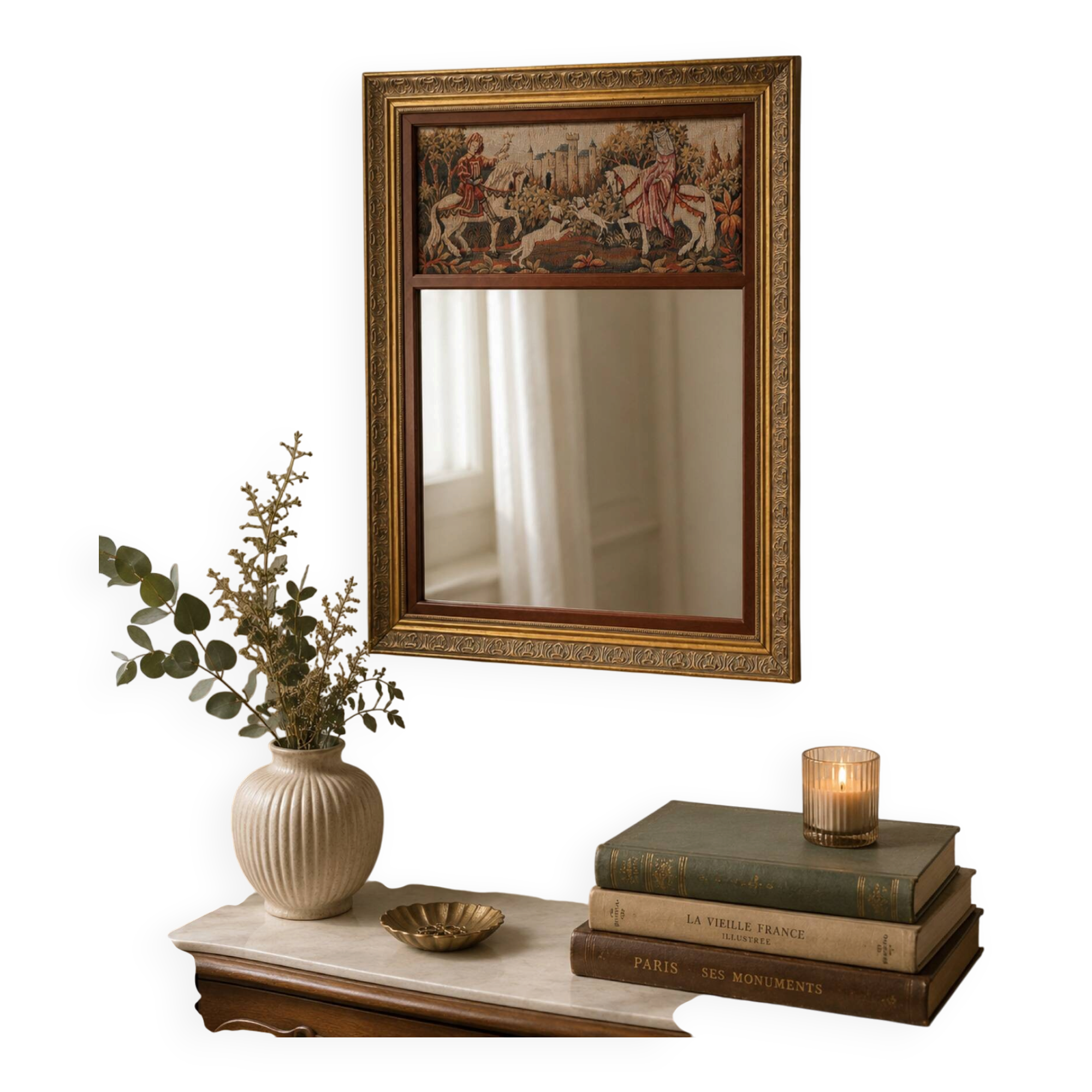 Miroir vintage Marc Waymel “Royal Hunt Tapestry Mirror”