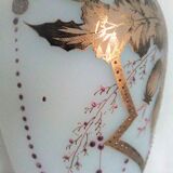 Baluster vase jugendstil in opaline and glass paste, hand-painted