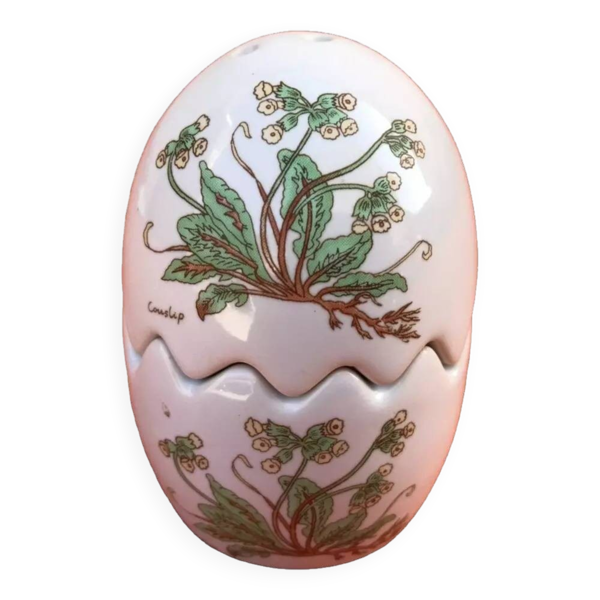Salière / Poivrière  Céramique forme Oeuf  Décor Couslip (primevère)