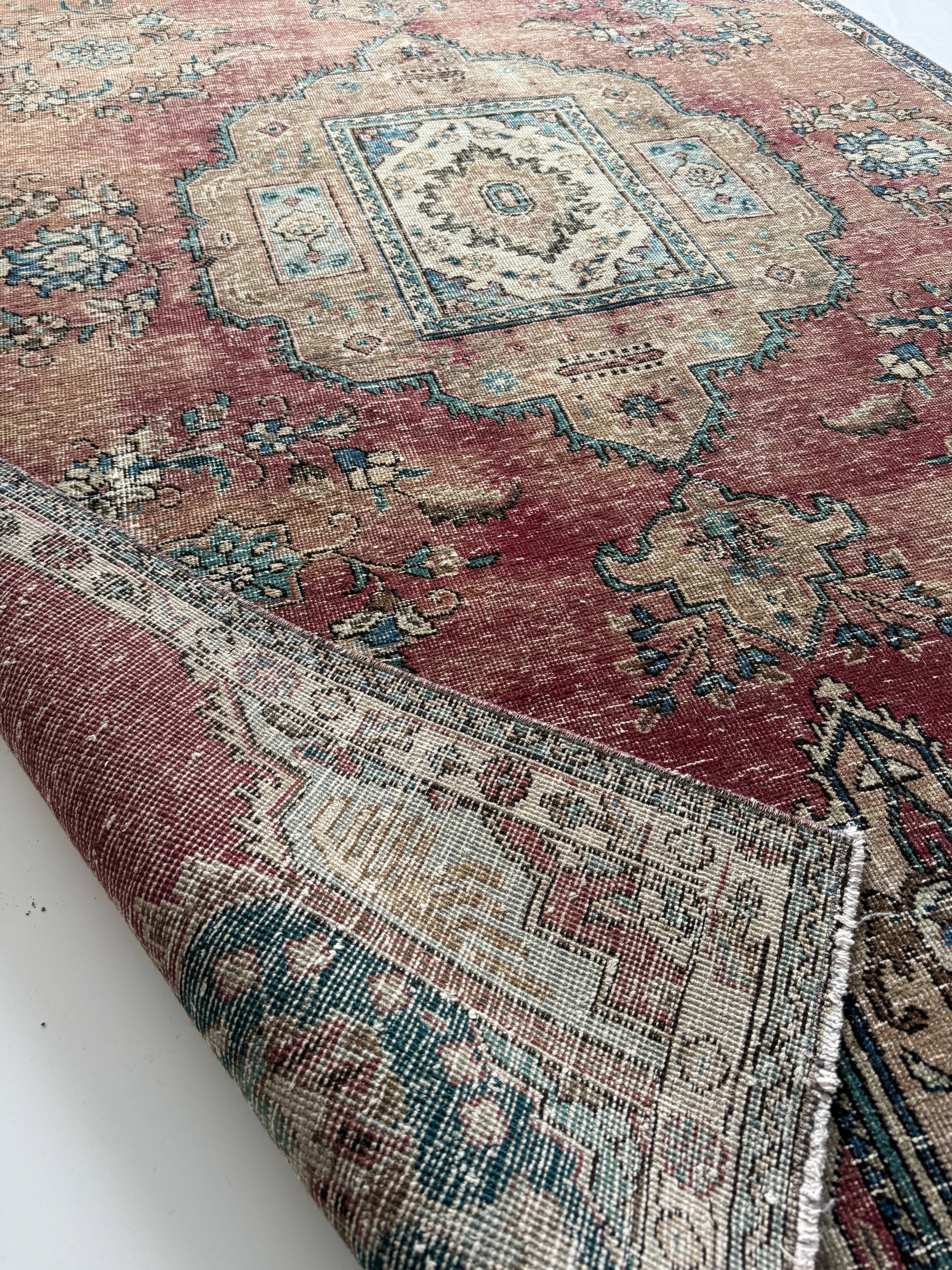 Tapis Oriental en laine nouée à la main, tons rouges et bleus, motif médaillon Vintage, à poils bas, 160x254 Cm