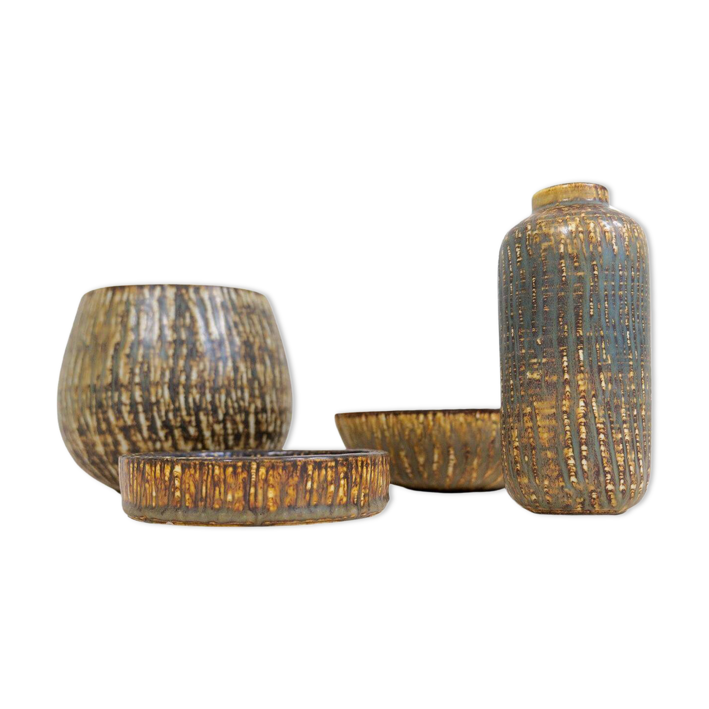 Modern Ensemble from the Mid-Century of 4 Ceramic Pieces Rubus Gunnar Nylund Rörstrand, Sweden