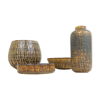 Modern Ensemble from the Mid-Century of 4 Ceramic Pieces Rubus Gunnar Nylund Rörstrand, Sweden