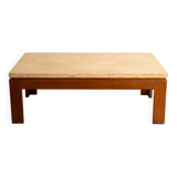 Wood & travertine coffee table - 1970