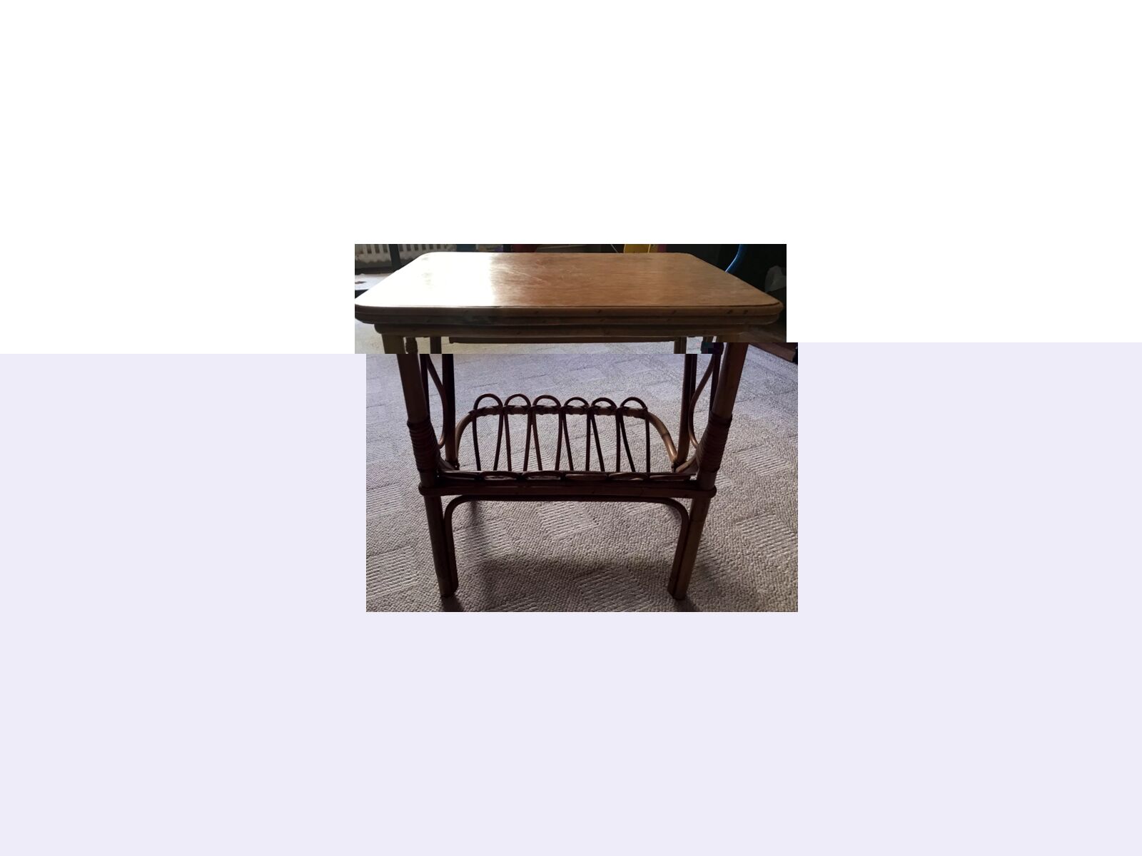 Rattan and bamboo bedside table