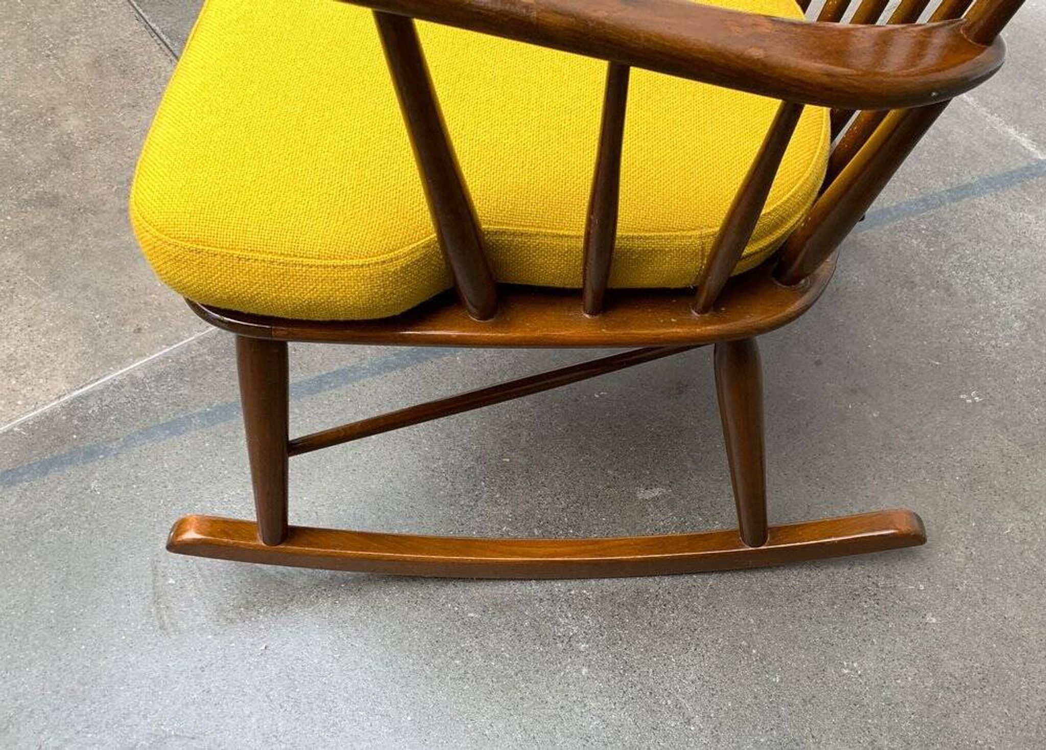 Mid-century rocking chair with new Kvadrat cushion by Børge Mogensen for FDB Møbler, 1960s.