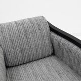 Paire de fauteuils Art Déco italiens en bois laqué noir et velours côtelé