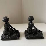 Serre-livres Art nouveau régule Femme orient 1900