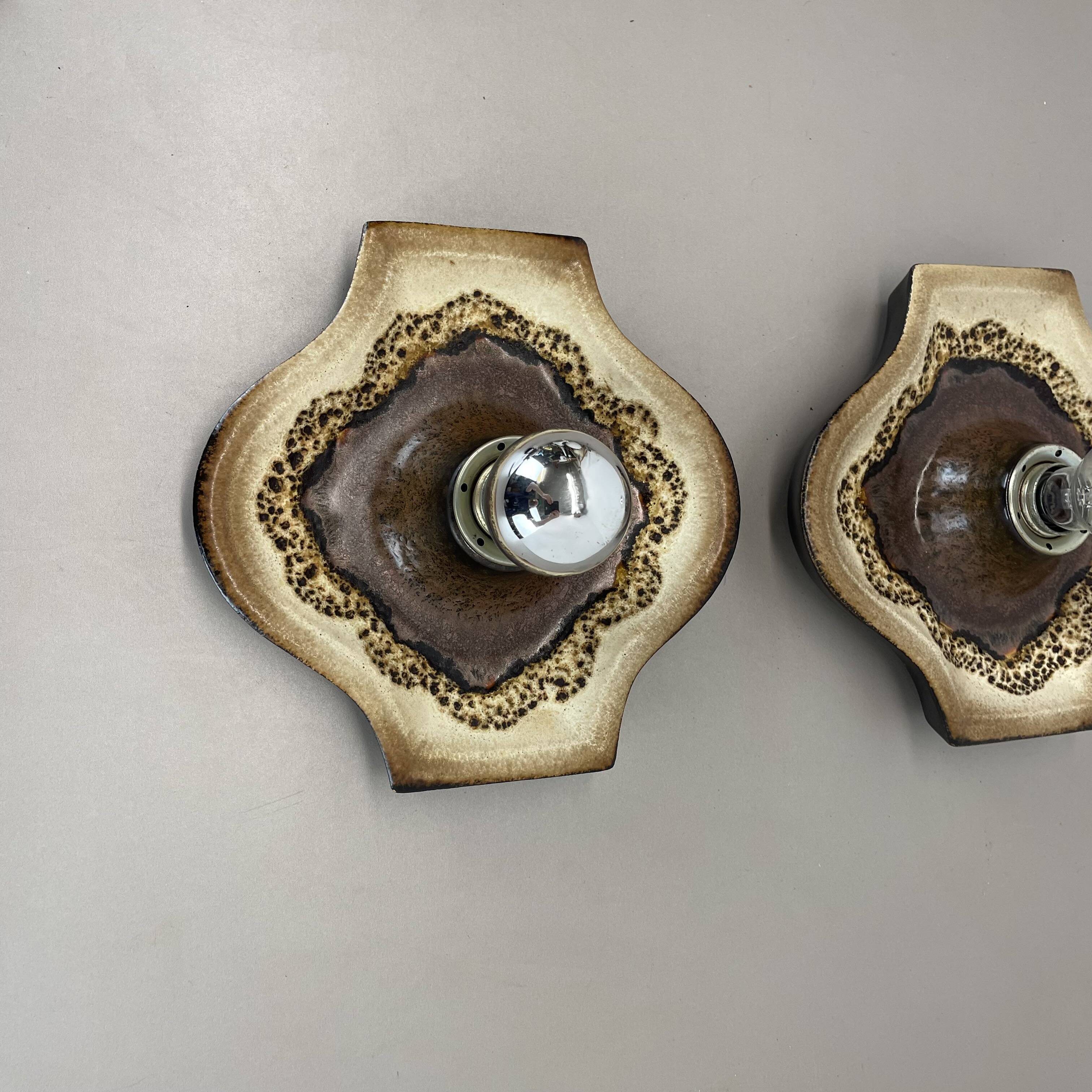 Set of Two POP ART Ceramic Fat Lava Wall Lights by ARO Lights Germany 1970s