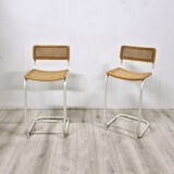 Set of 2 bauhaus style bar stools, 1970s