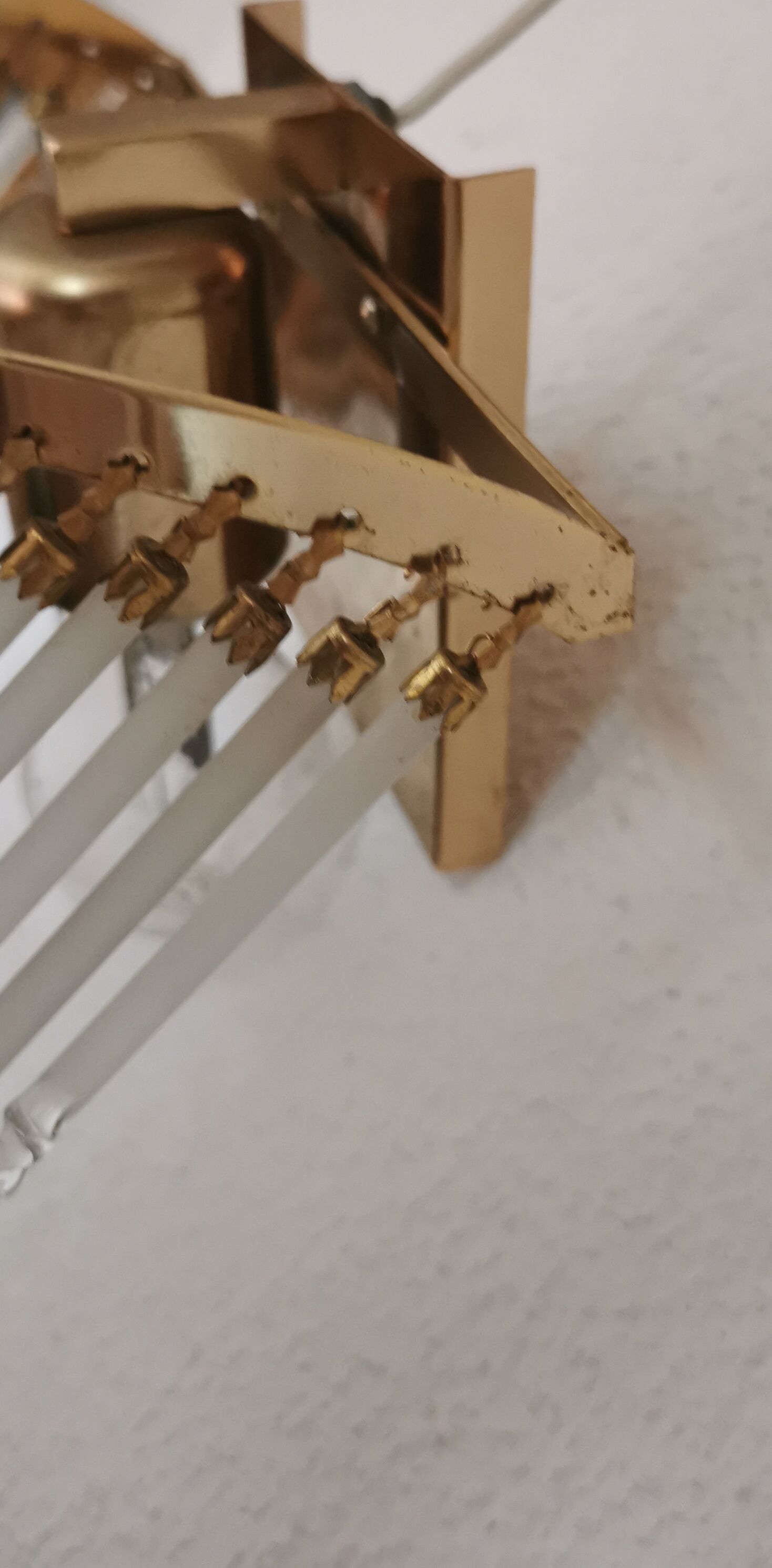 Vintage wall sconce gold metal and stamps