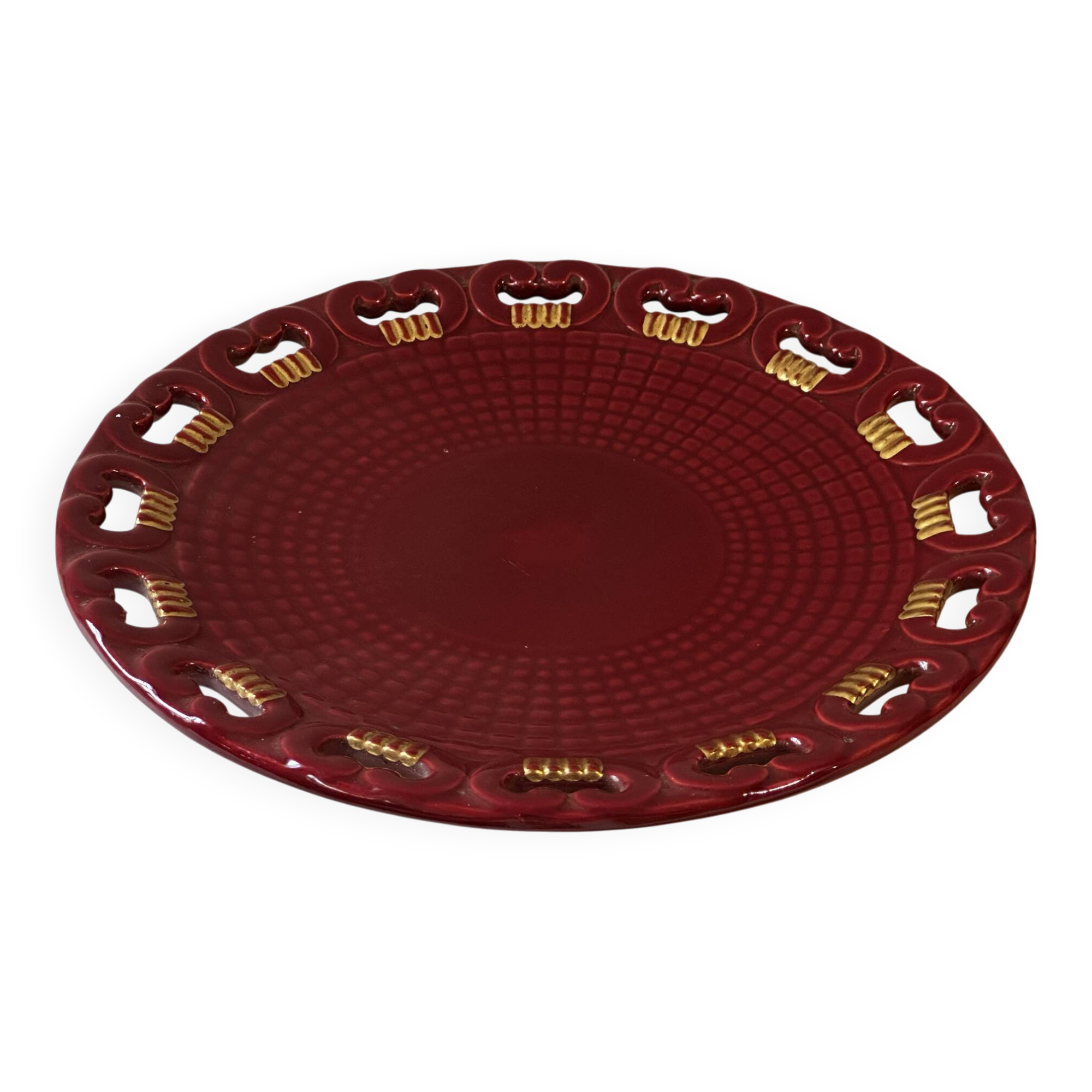 Plat ajouré Saint-Clément par Blanche Letalle mid-Century D 35 cm