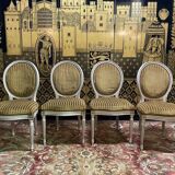 Set of 4 Louis XVI style medallion chairs