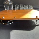 Liquor cabaret - Art Deco - Blown and cut crystal, mahogany or ebony macassar and stainless steel