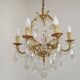 Mid Century Louis XV style cage chandelier - 6 arms - Brass and Crystal