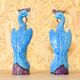 Paire de paons chinois en porcelaine turquoise du milieu du siècle, années 50