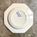 Octagonal hollow plate in white and blue iron earth, "Indiana" service