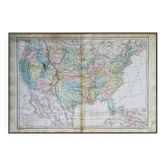 Les États-Unis, carte imprimée en 1879. Vintage Authentique.