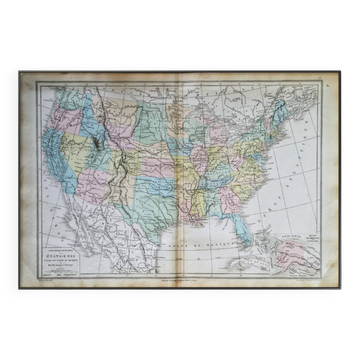 The United States, printed map from 1879. Vintage Authentic.