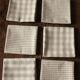 Lot 6 gingham cotton napkins and beige linen tiles