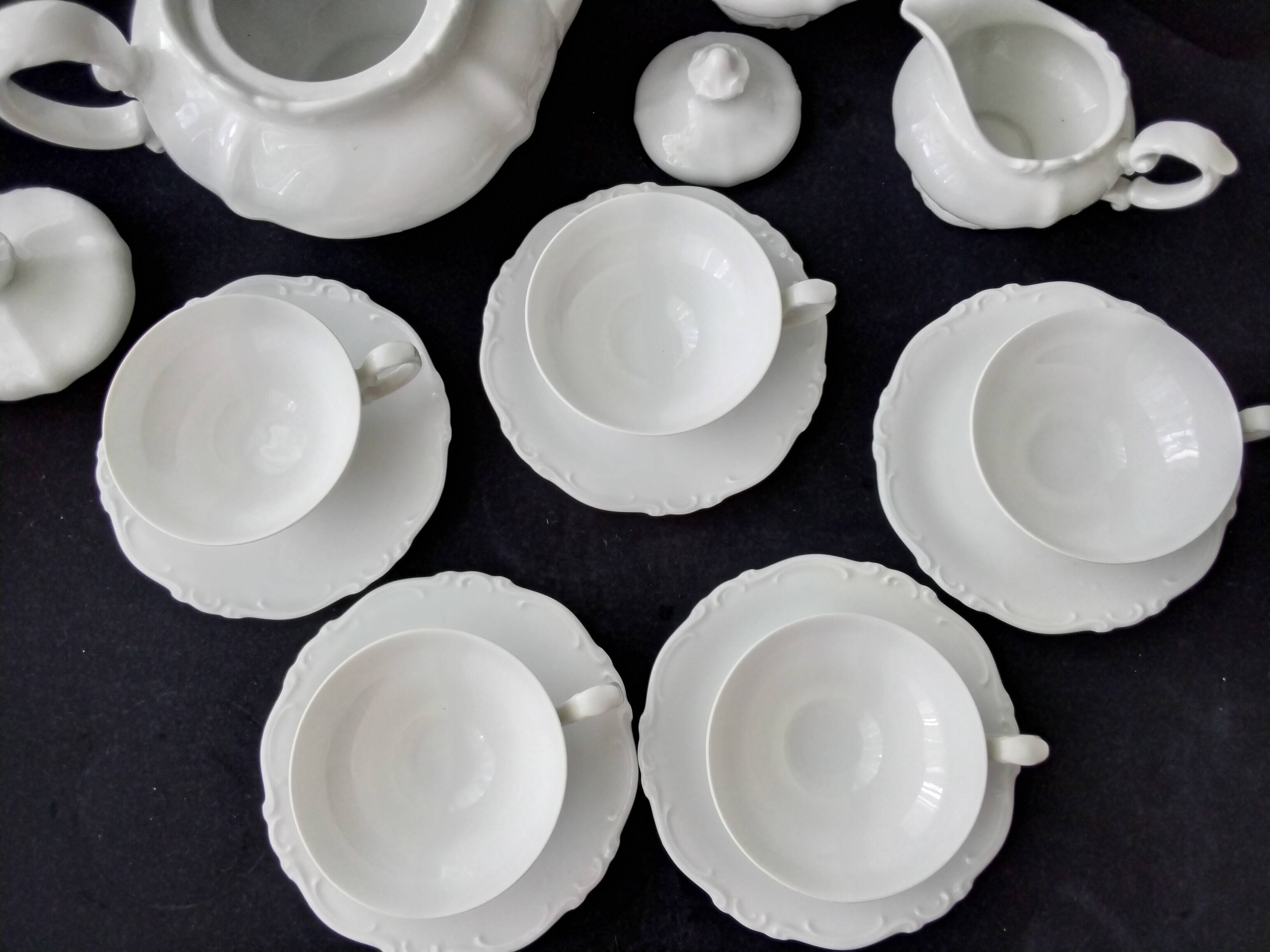 Heinrich H&G White Bavarian Porcelain Tea Set