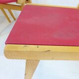 Set of 4 chairs Bistro zazu red vintage oak French mid-century modern chairs