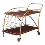 Vintage brass and teak rolling trolley – 1950s