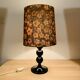 Black turned wood lamp seventies flower lampshade
