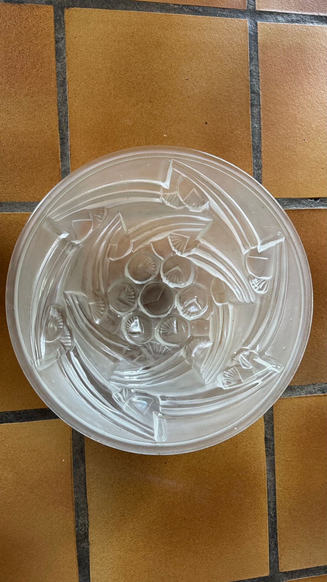 Art Deco ceiling light with wrought iron support