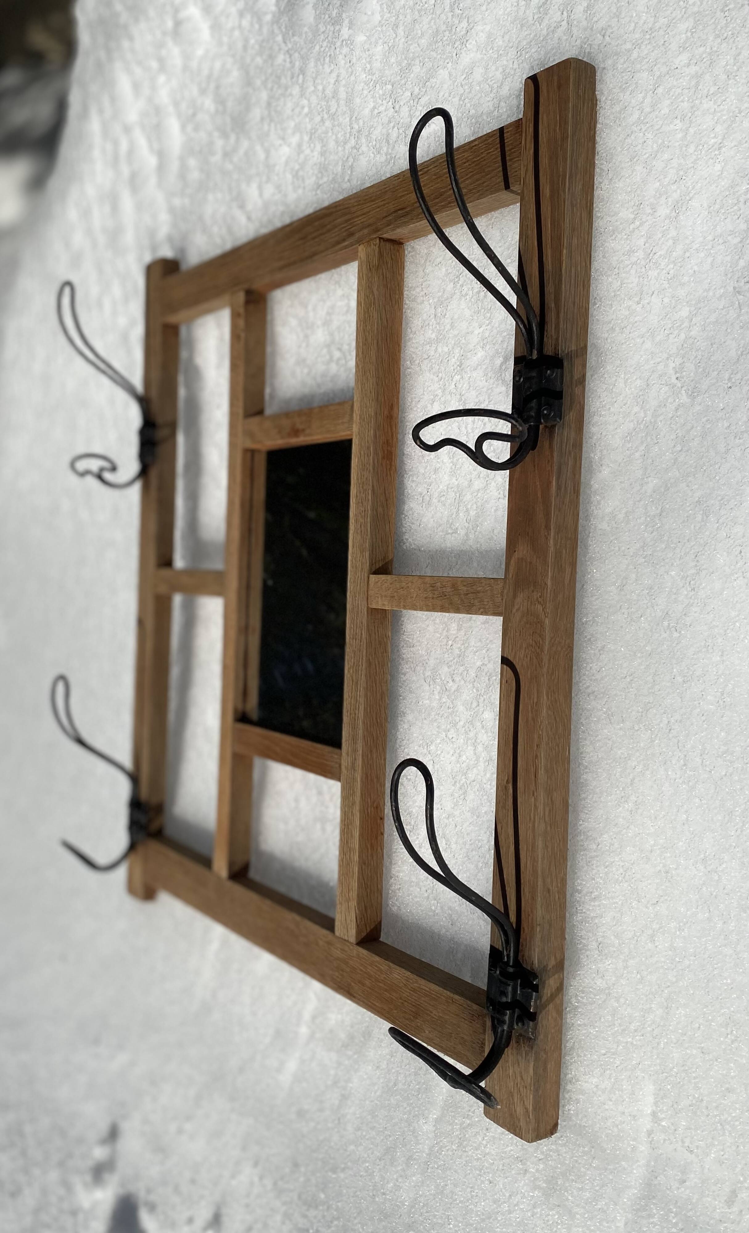 Vintage 1940s modernist mirror coat rack