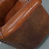 Fauteuil club vintage hollandais en cuir cognac