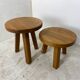 Tables d’appoint vintage brutalistes en chêne années 1960, ensemble de 3