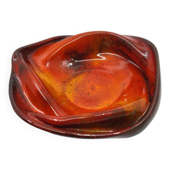 Red Orange Ceramic Empty Pocket Cup signed 2010