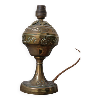 Pied de lampe cuivre ancien