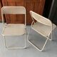 Set folding table and its 4 folding chairs perforated metal cream color - 70s