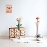 Vintage square rattan side coffee table