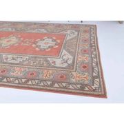 Vintage Turkish hand-knotted wool cotton red area rug 259x351