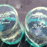 2 bohemian fine green enameled glasses