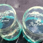 2 verres émaillés fine verte bohème