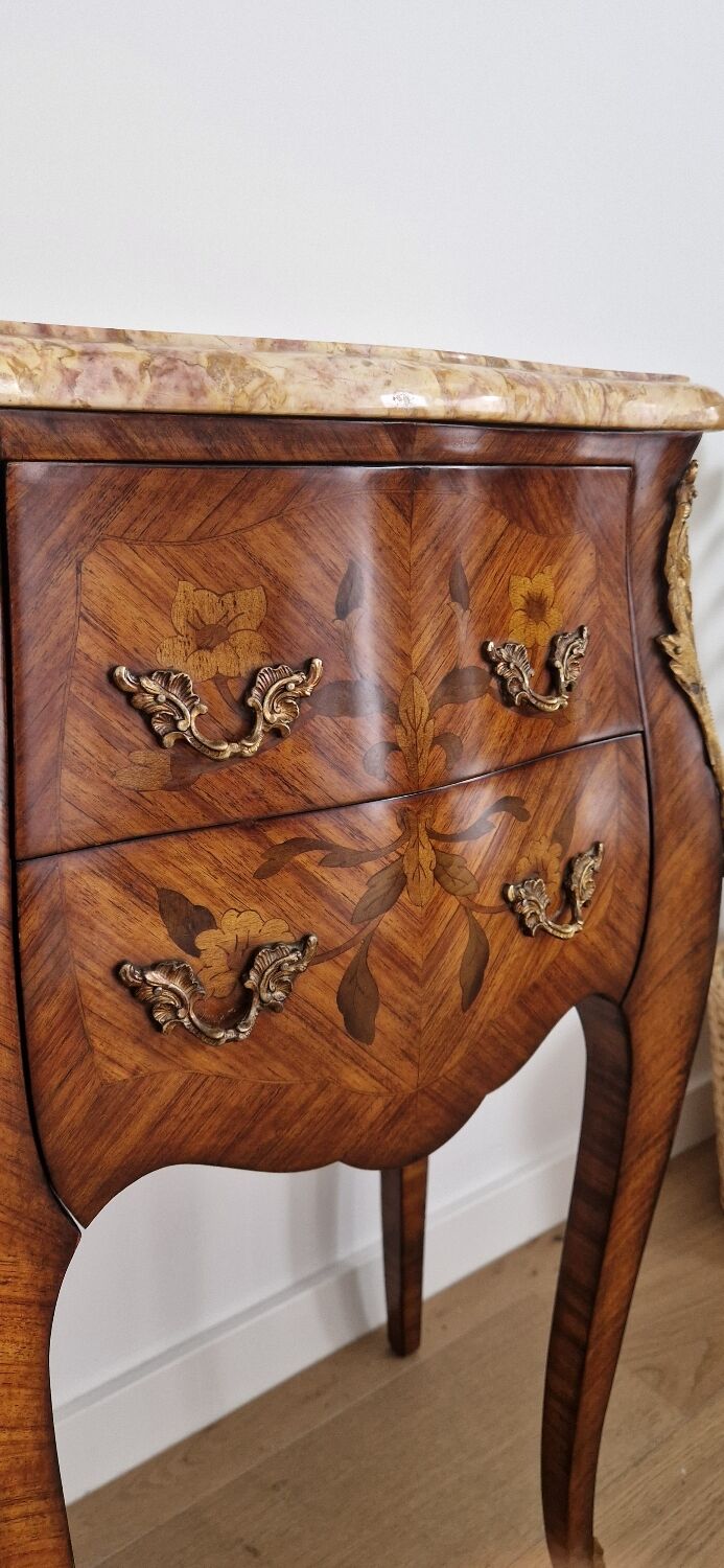 Chest of drawers marquetry Louis XVI style signed Marquant